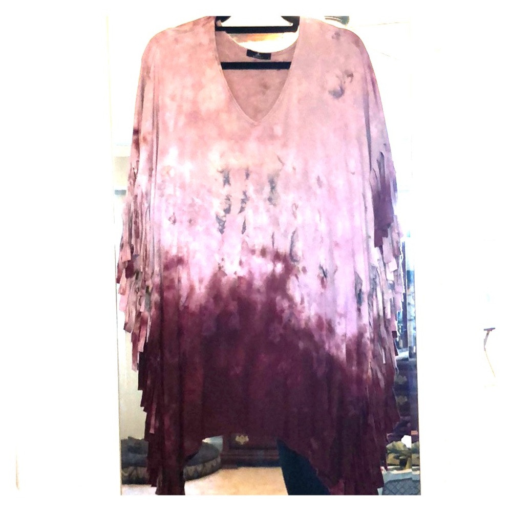 Tie dye Maroon and pink Fringe Dress